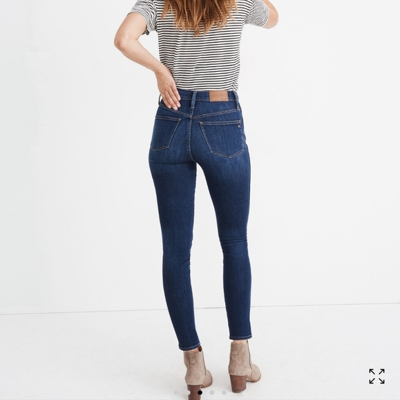 Madewell women's 10" high-rise skinny blue stretch denim jeans sz 26. - Picture 2 of 16